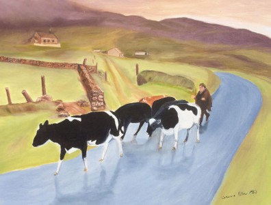 Cows On A Blue Road